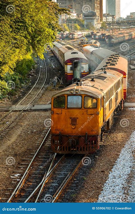 Old Diesel Locomotives and Trains in Bangkok Stock Photo - Image of ...