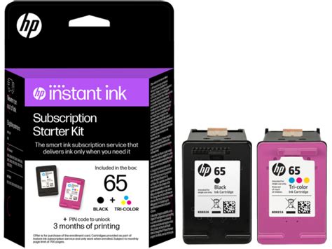 HP Instant Ink 65 Black and 65 Tri-color Subscription Starter Kit