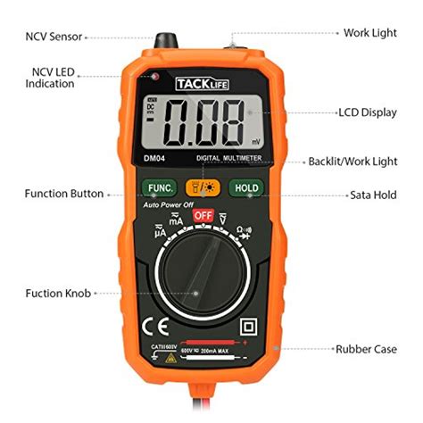 Tacklife DM04 Classic Pocket Digital Multimeter Auto Ranging Multi