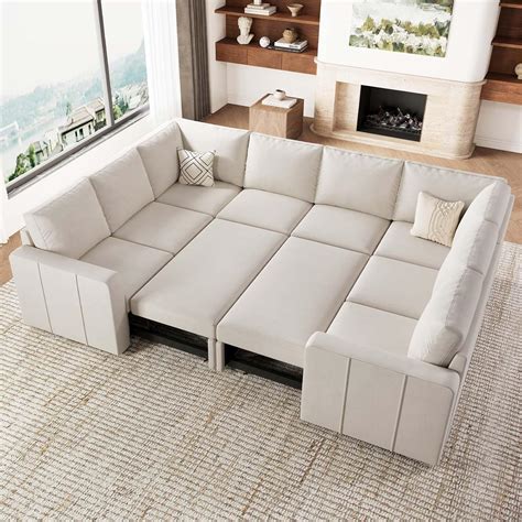 Amazon Belffin Oversized Sectional Sleeper Sofa With Pull Out Bed