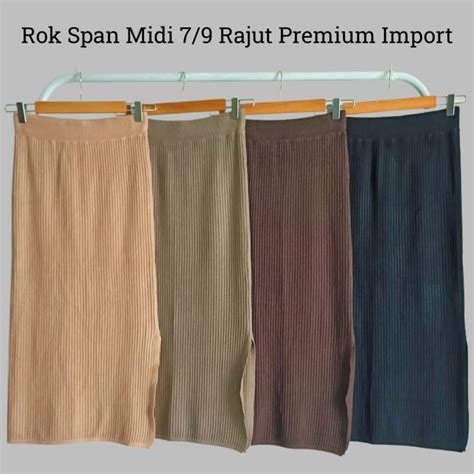 Jual Rok Span Midi Belah Samping Slit Skirt Knit Rajut Tebal