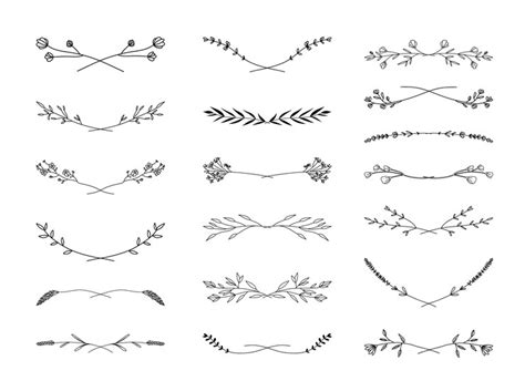 Premium Vector Set Of Hand Drawn Floral Borders In Minimal Line Art Style Floral Text Dividers