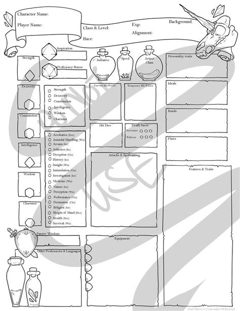 Dnd Character Sheet P2u By Lavender Why On Deviantart