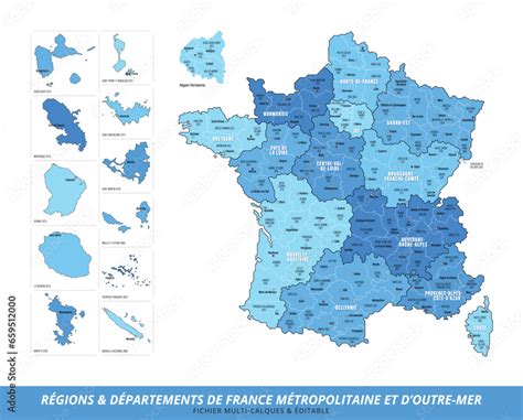 Carte des Départements et des Régions de France Métropolitaine et d