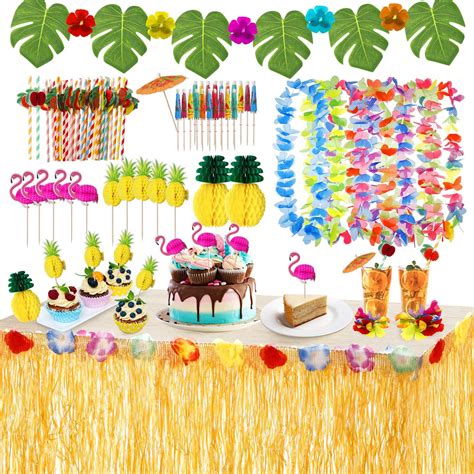 Mishopy Hawa Enne Luau Table Jupe Ballon Guirlandes Set Palmier De