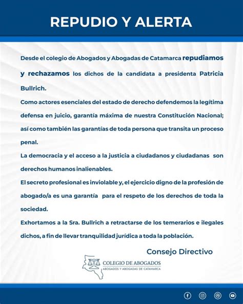 El Colegio De Abogados De Catamarca Cruz A Bullrich Que Se Retracte