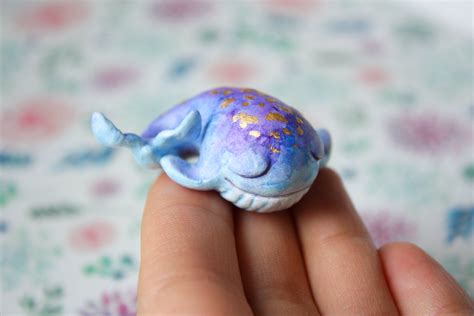 Cute Polymer Clay Miniature Figurine Whale By KatrinWonderland