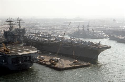 An Aerial View Of The Nuclear Powered Aircraft Carriers Uss Nimitz Cvn