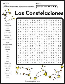 Las Constelaciones Sopa De Letras Constellations Word Search In Spanish