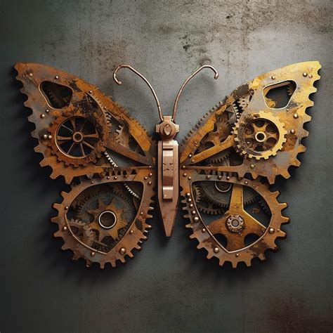 Premium Ai Image A Butterfly Made Of Gears Is Displayed On A Dark