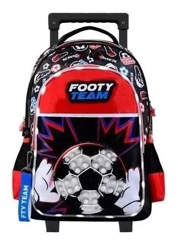 Mochila Carro 18 Footy Futbol Pop It Con Luz Led 50x30cm