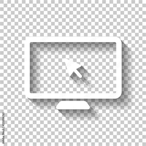 Desktop computer and mouse arrow. Simple digital icon. White ico Stock ...