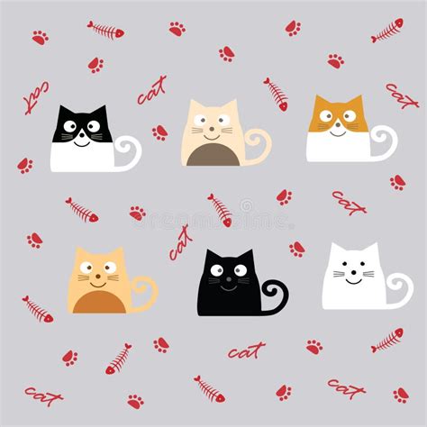 Conjunto De Gatos Lindos Ilustración Del Vector Ilustración De Moderno 103753863