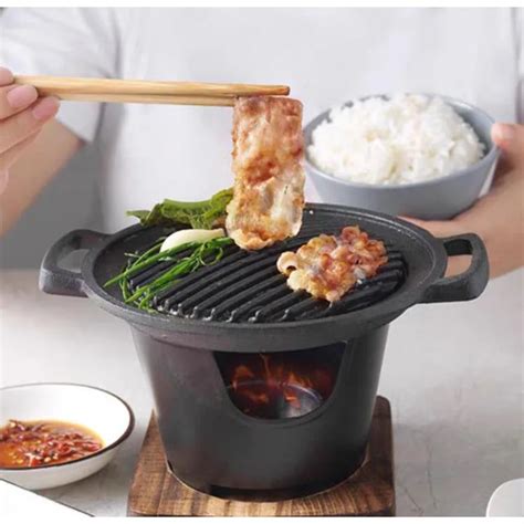 Chinese Style Hibachi Small Yakitori Grill Tabletop Round Charcoal Bbq