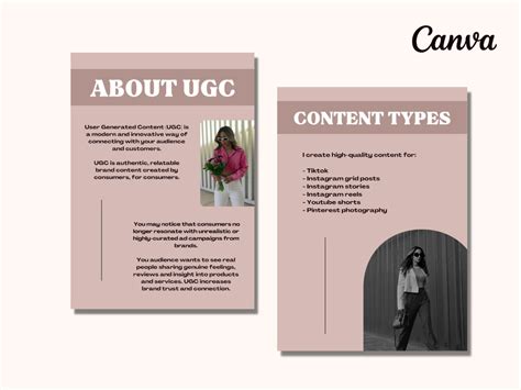 UGC Creator Portfolio UGC Creator Template Ugc Canva Etsy UK