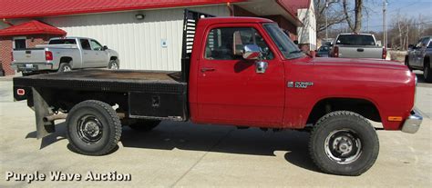 1990 Dodge Ram 350 Flatbed Pickup Truck In Jefferson City Mo Item Db9755 Sold Purple Wave