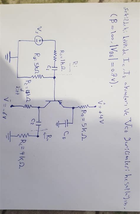 Solved Sekildeki Levrede Ic Ie Akimlar Ve Vce Gerilimleri Chegg