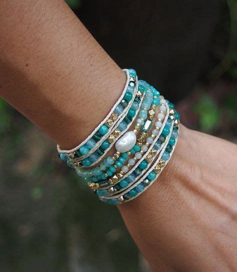 Green Stone Mix Wrap Bracelet Boho Bracelet Bohemian Etsy Bohemian