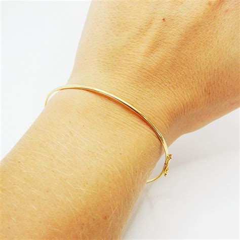 Pulseira Feminina Ouro 18k Bracelete Algema Liso 6cm 2mm Parcelamento