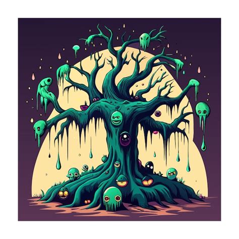 Horror Tree Vector Illustration Premium Ai Generated Vector