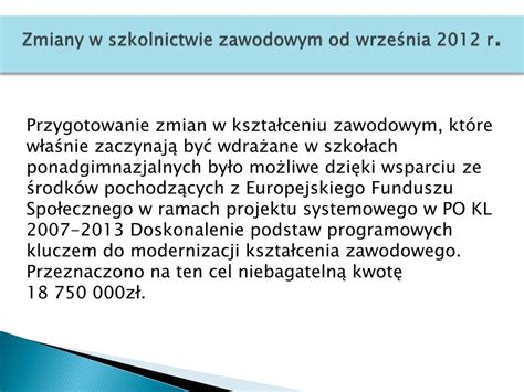 PPT SYSTEM KSZTAŁCENIA ZAWODOWEGO W POLSCE I KIERUNKI JEGO