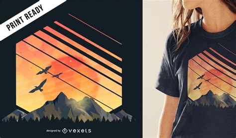 Mountain sunset t-shirt design