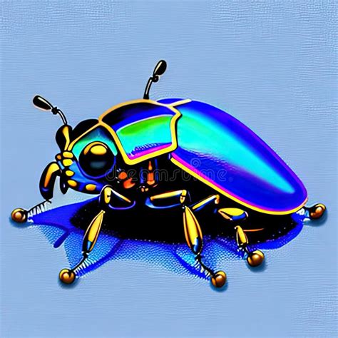 Blue Death Feigning Beetle Animal Style Print Design Logo Generative