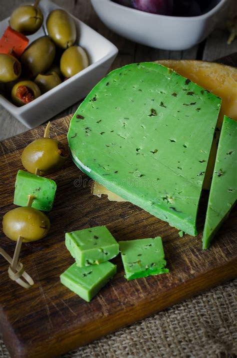 Green Cheese With Basil Stock Photo Image Of Hard Gourmet 87266650