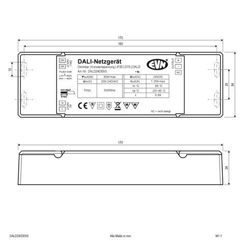 DALI Dimmer Empfänger inkl Netzgerät 200 240V AC Output 1 25A 24V