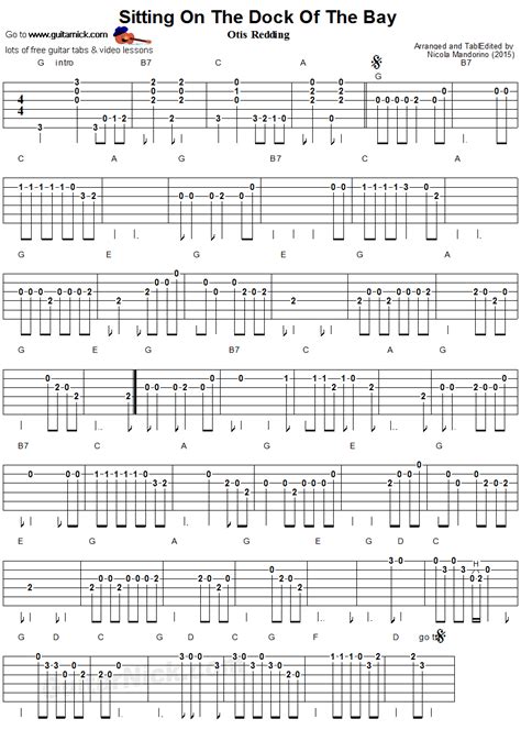 Dock Of The Bay Guitar Chords | Guitar Sheet Music