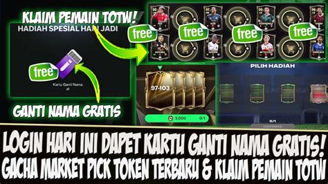 LOGIN HARI INI DAPET KARTU GANTI NAMA GRATIS GACHA MARKET PICK TOKEN