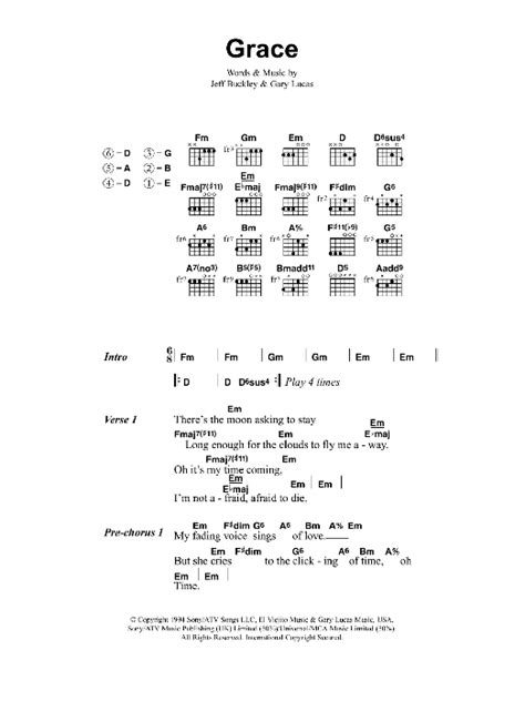 Grace by Jeff Buckley - Guitar Chords/Lyrics - Guitar Instructor