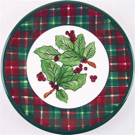 Pacific Rim Dining Pacific Rim Vintage 998 Plaid Holly Leaves Plate