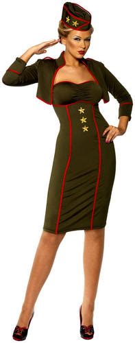 Sexy Army Military Girls Fancy Dress Outfit Ladies Uniform Costume Hat Tights