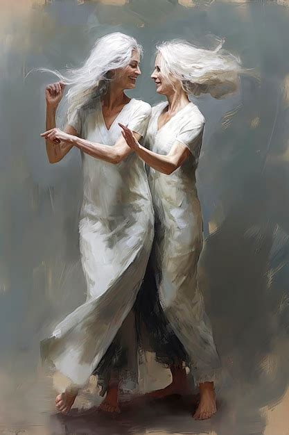 Premium AI Image Generative AI Illustration Of Lesbian Old Women Couple Dancing