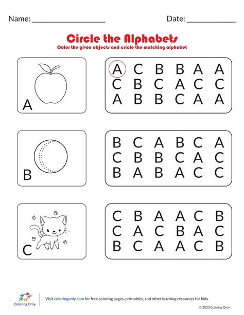 Circle The Alphabets Coloring Pages