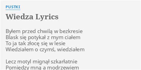 Wiedza Lyrics By Pustki By Em Przed Chwil W