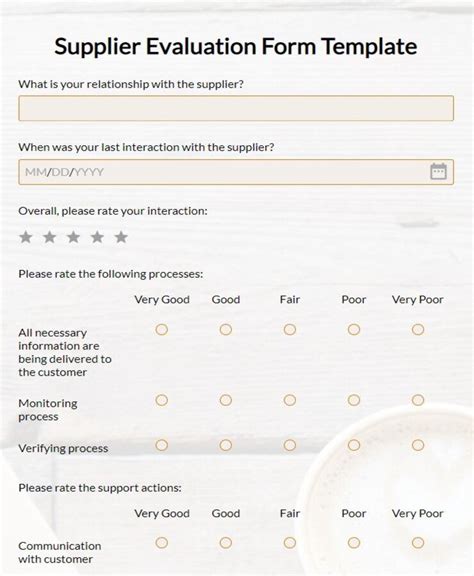 Supplier Evaluation Form Template 123formbuilder