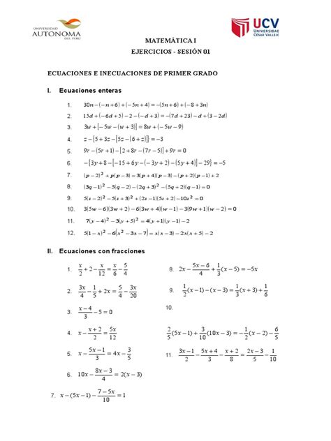 Pdf Ejercicios Ecuaciones E Inecuaciones De Primer Grado Dokumen Tips