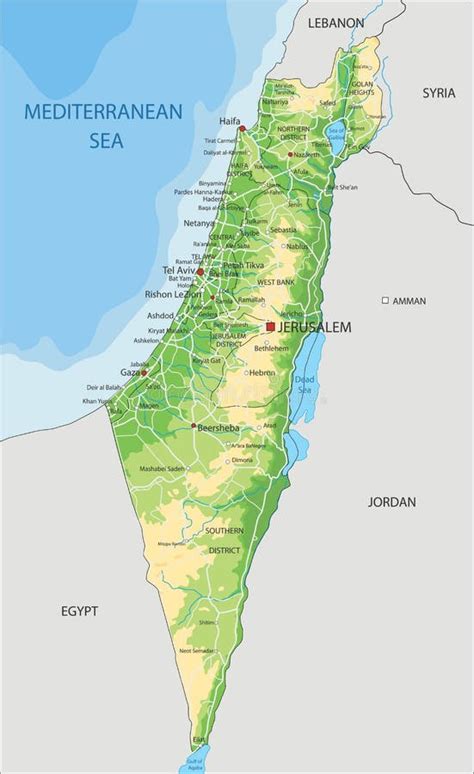 Grande Carte Physique Détaillée Entre Israël Et L étiquetage