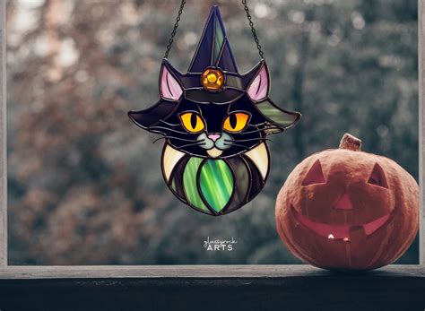 Cat Halloween Stained Glass Pattern Glassyrock Arts