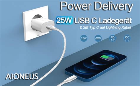 USB C Ladegerät Aioneus iPhone Ladegerät 25W Schnellladegerät PD Power