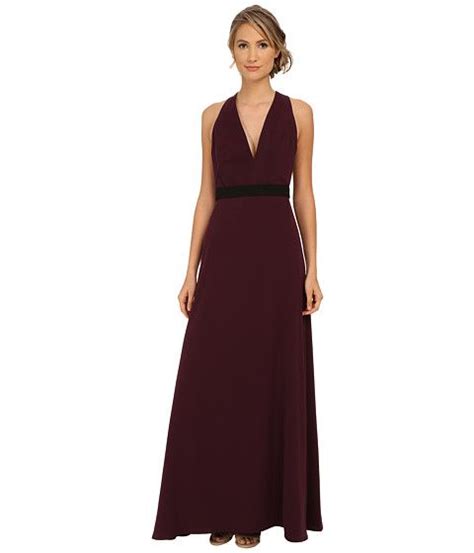 Jill Jill Stuart Sleeveless Deep V Belted Crepe Gown Jill Stuart