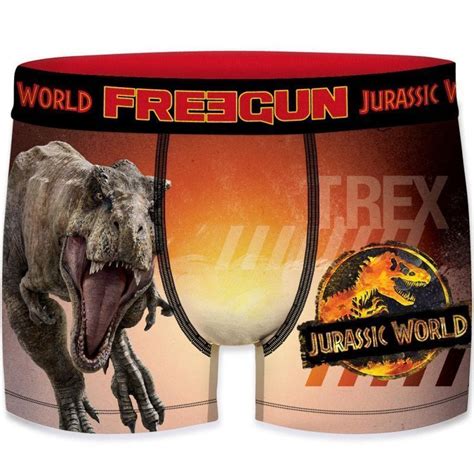 FREEGUN Boxer Homme Microfibre TYR Orange Noir JURASSIC WORLD