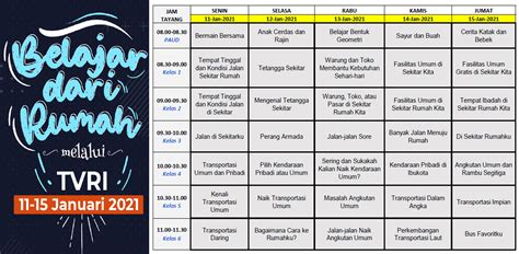 Jadwal Belajar Dari Rumah Bdr Tanggal Sampai Januari