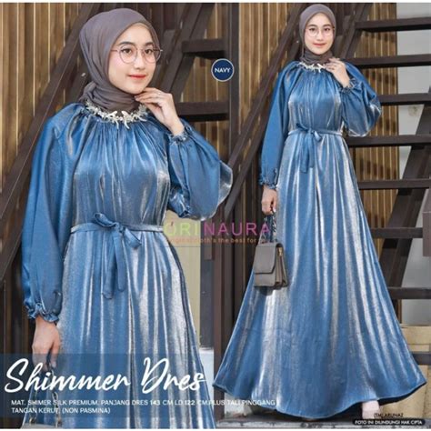 Jual Shimmer Dress Baju Gamis Wanita Bahan Cradenza Shimmer Silk