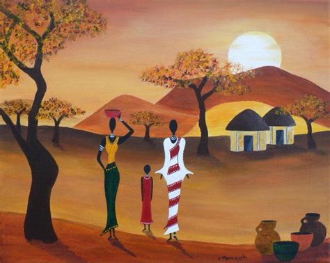 Image Village Africain La Galerie Peinture De Cm Peinture Africaine Dessin