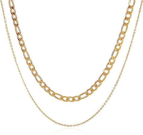 Wild Sun Layering Kette Gold Damen Kette Doppelreihig Layer