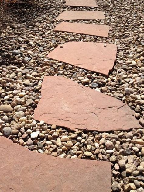 Stone Pathway Designs Flagstone Stepping Stones With River Rock