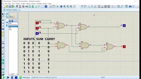 Full Adder Using Proteus Software Digital Electronic Youtube